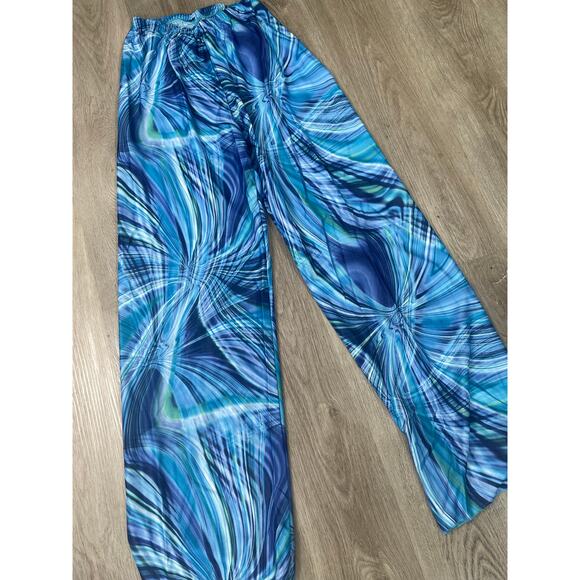 Cicci USA Blue Swirl Lounge Pants Unisex Medium Flowy Elastic Waist Boho Style - Picture 5 of 9